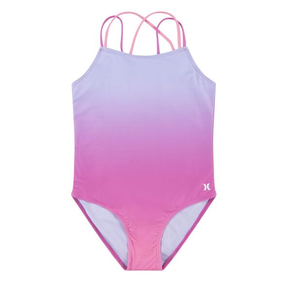 Hurley Girls One Piece Swimsuit, China Rose, 14 NWT Pink Ombre Summer Bikini - Picture 1 of 1